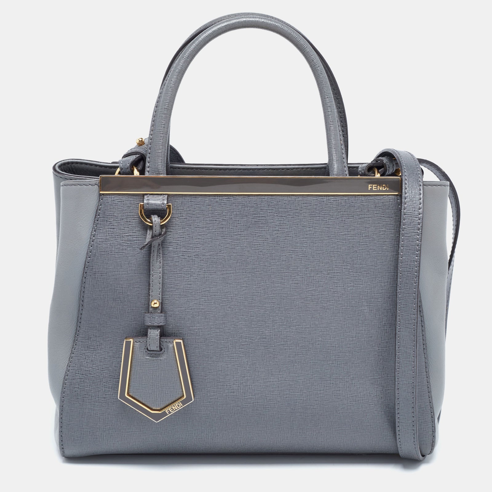 Fendi Grey Leather Petite Sac 2jours Tote