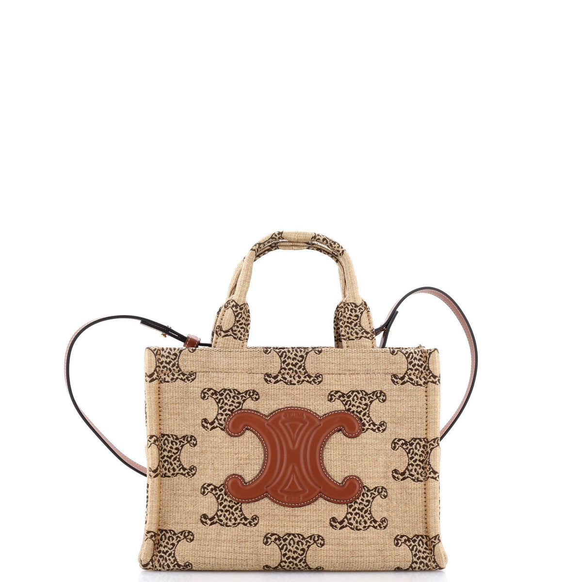 Celine CELINE Cabas Thais Tote Triomphe Jacquard Raffia Small