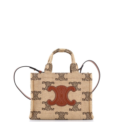 CELINE Cabas Thais Tote Triomphe Jacquard Raffia Small