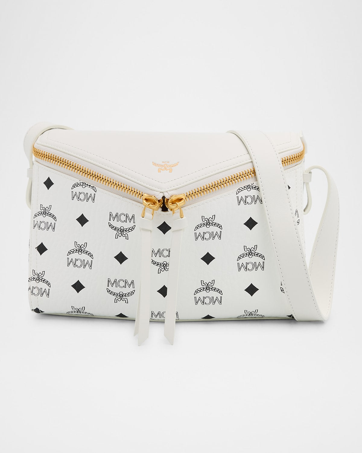 MCM Visetos Zip Faux Leather Shoulder Bag