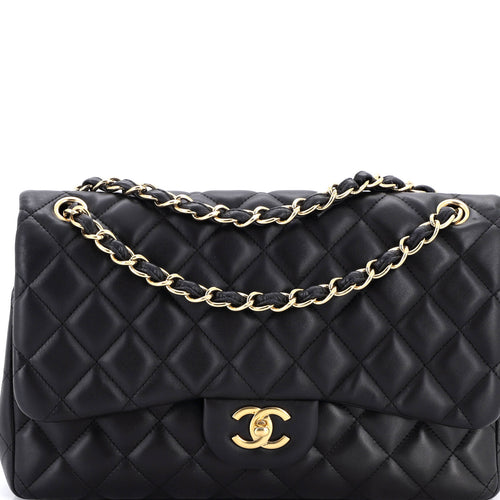 CHANEL Classic Double Flap Bag Quilted Lambskin Jumbo