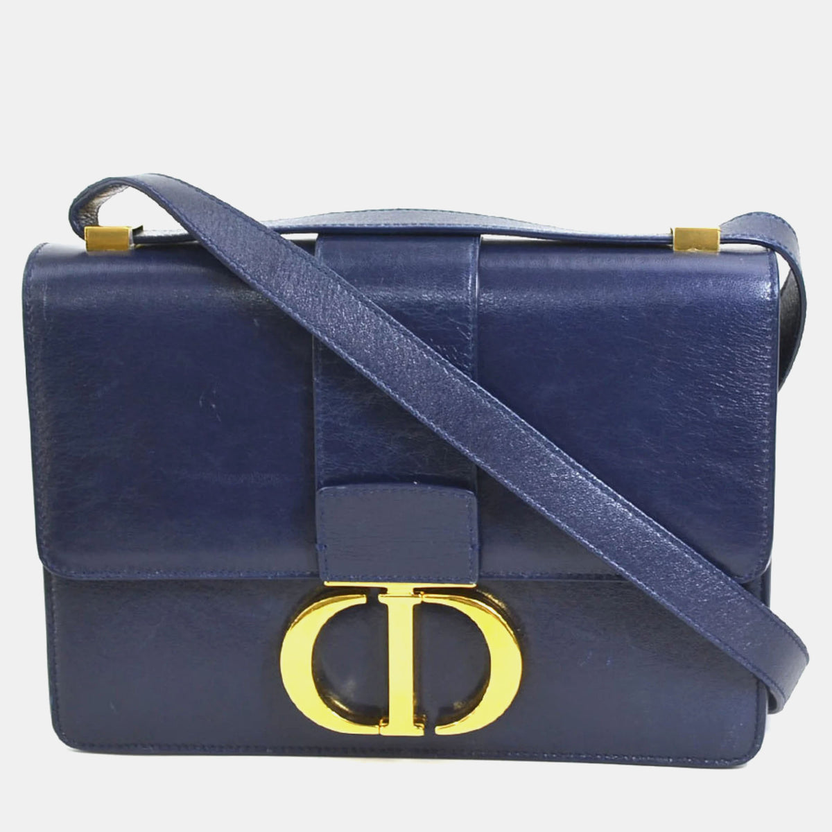 Dior Navy Blue Leather  30 Montaigne Shoulder Bags