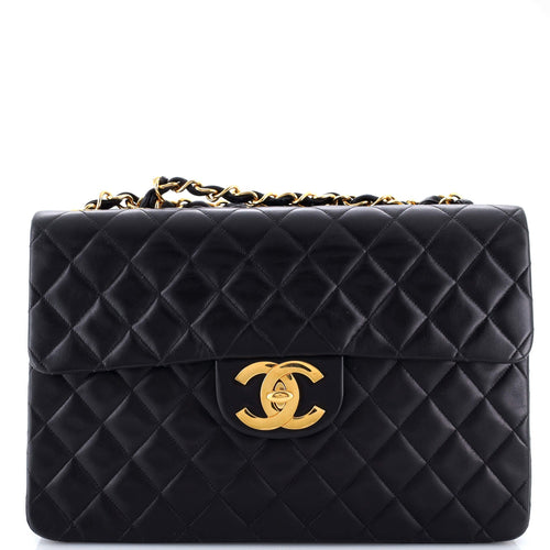 CHANEL Vintage Classic Double Flap Bag Quilted Lambskin Jumbo
