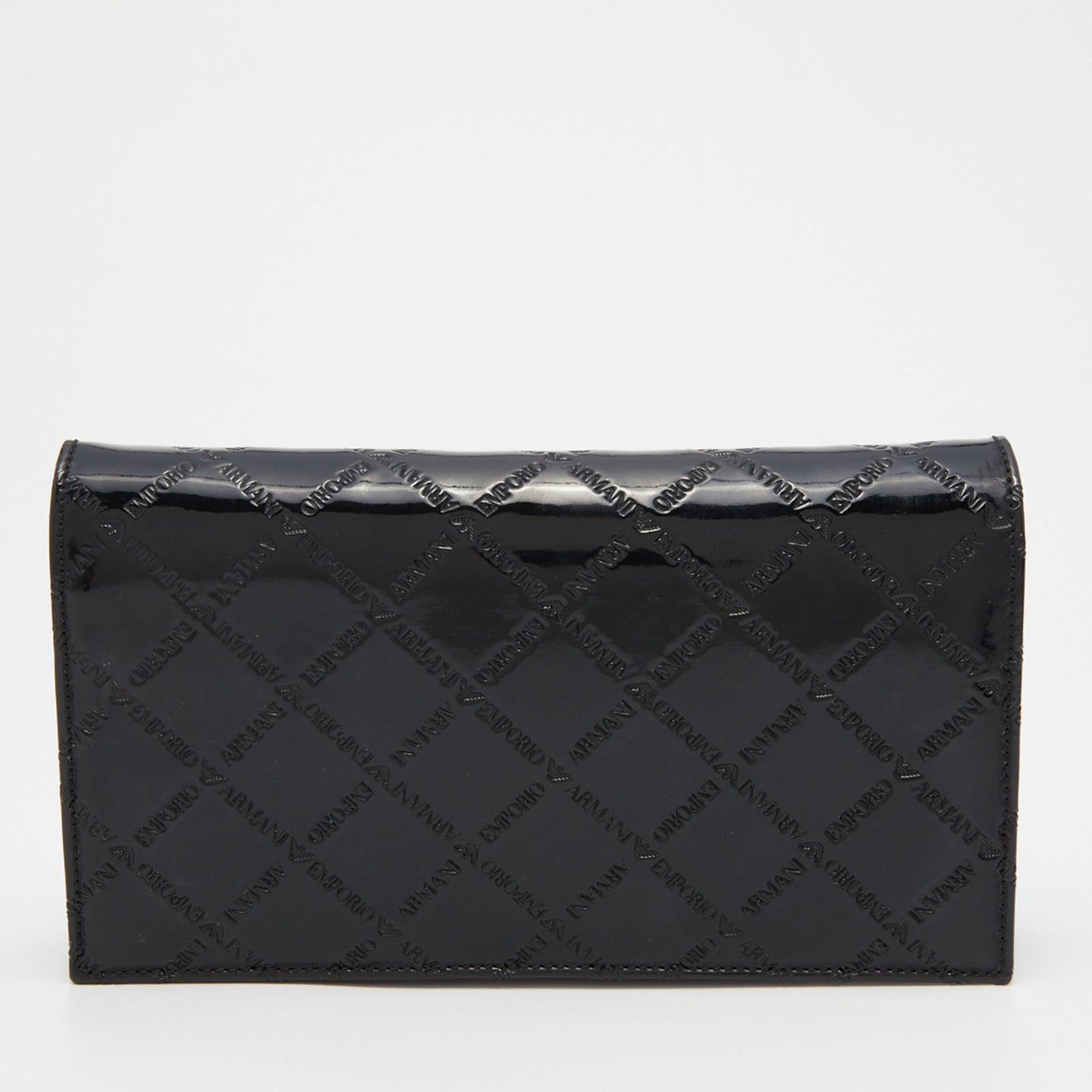 Emporio Armani Black Embossed Patent Leather Continental Wallet