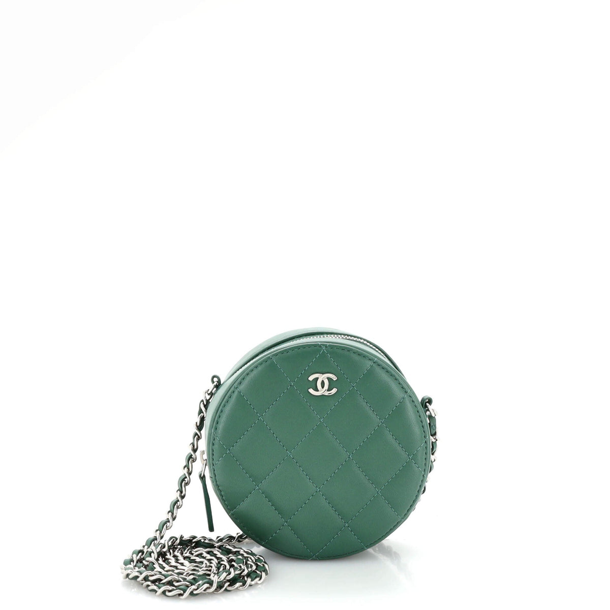 Chanel CHANEL Round Clutch with Chain Quilted Lambskin Mini