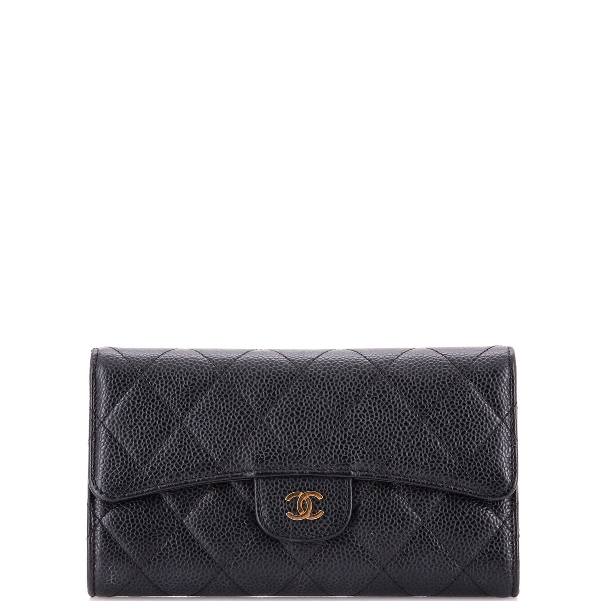 Chanel CHANEL L-Flap Wallet Quilted Matte Caviar Long