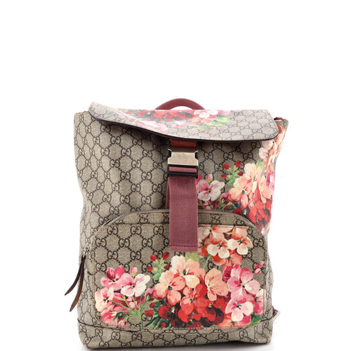 GUCCI Buckle Backpack Blooms Print GG Coated Canvas Medium