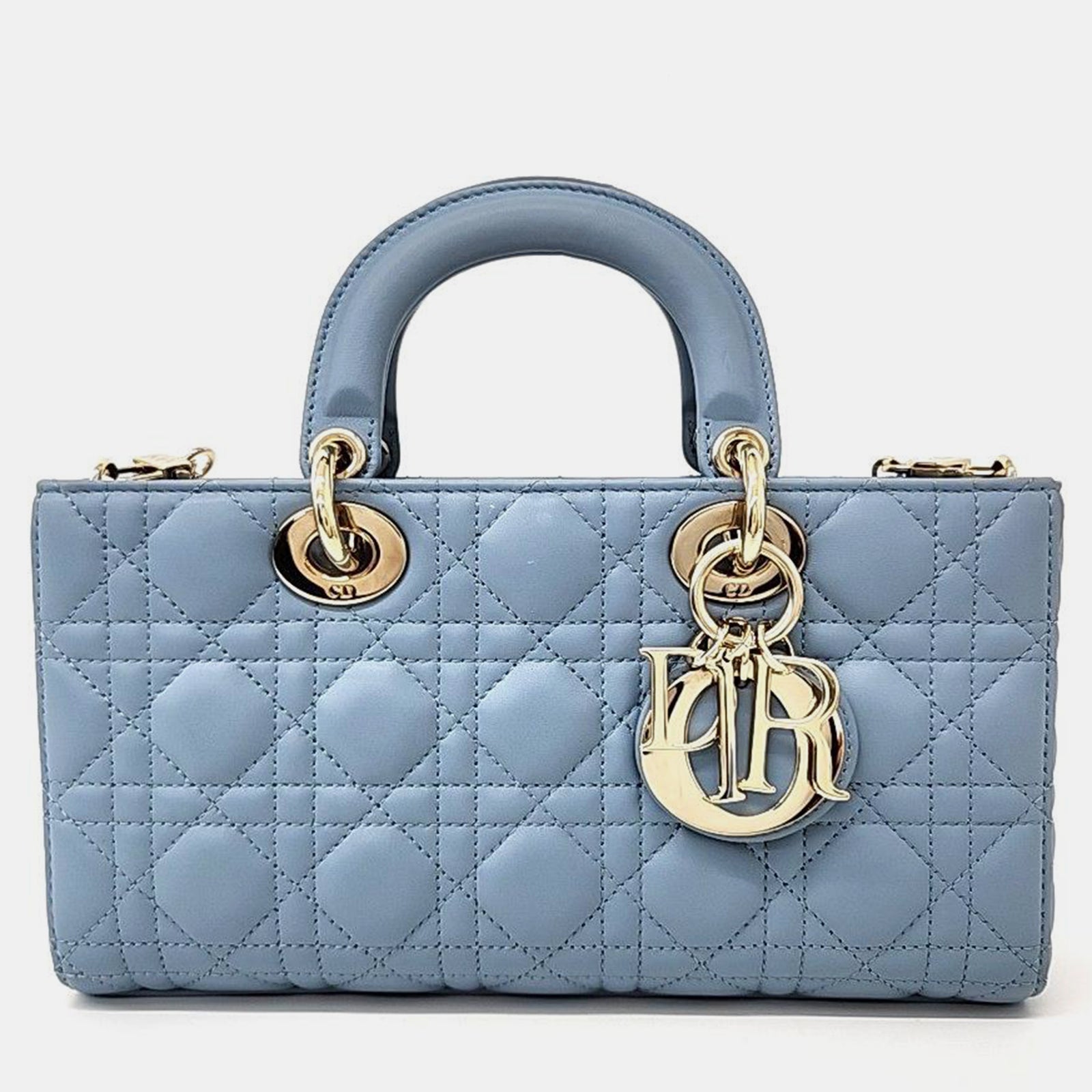 Dior Mittelgroße Lady D-Joy Henkeltasche aus himmelblauem Leder