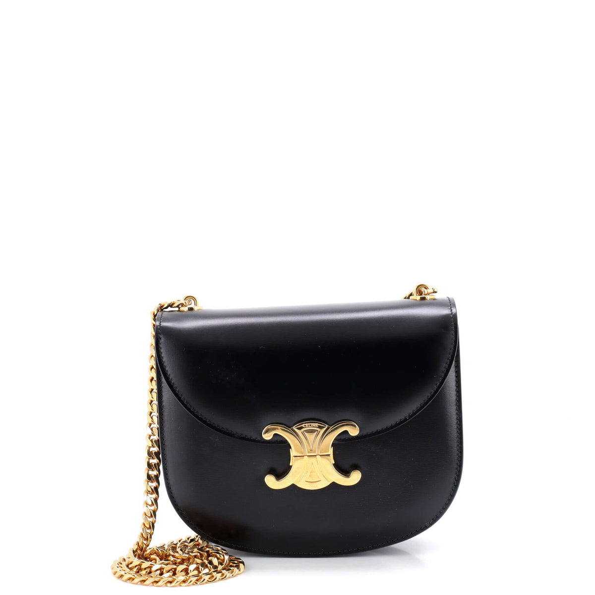 Celine CELINE Triomphe Besace Clea Chain Flap Bag Leather
