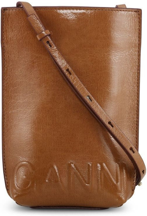 Ganni Women's Banner Small Crossbody Naplack Coffee | A5157983