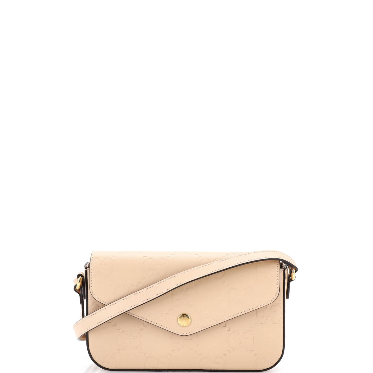 Gucci GUCCI Envelope Flap Crossbody Bag Jumbo GG Embossed Leather Super Mini