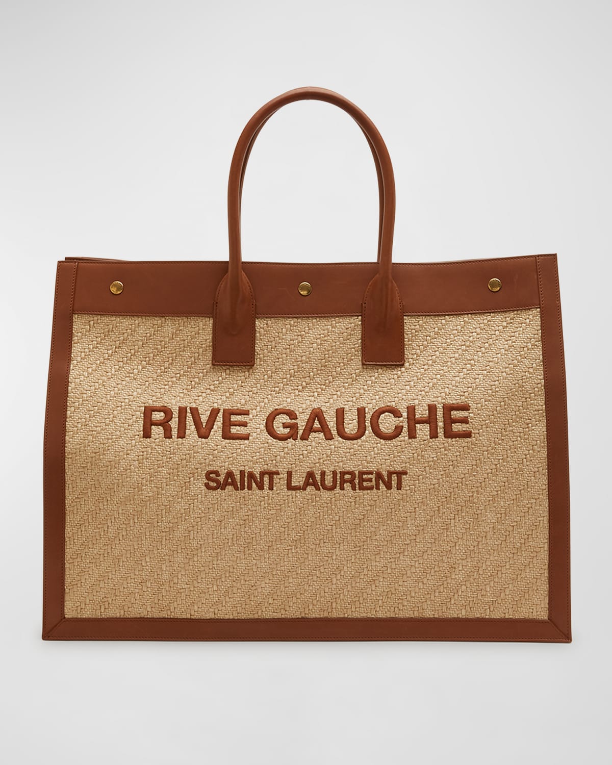 Saint Laurent Rive Gauche Tote Bag in Raffia and Leather