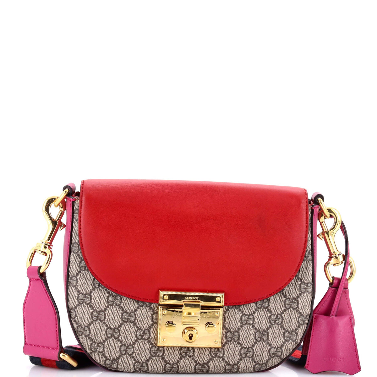 Gucci GUCCI Padlock Saddle Shoulder Bag GG Coated Canvas and Leather Medium