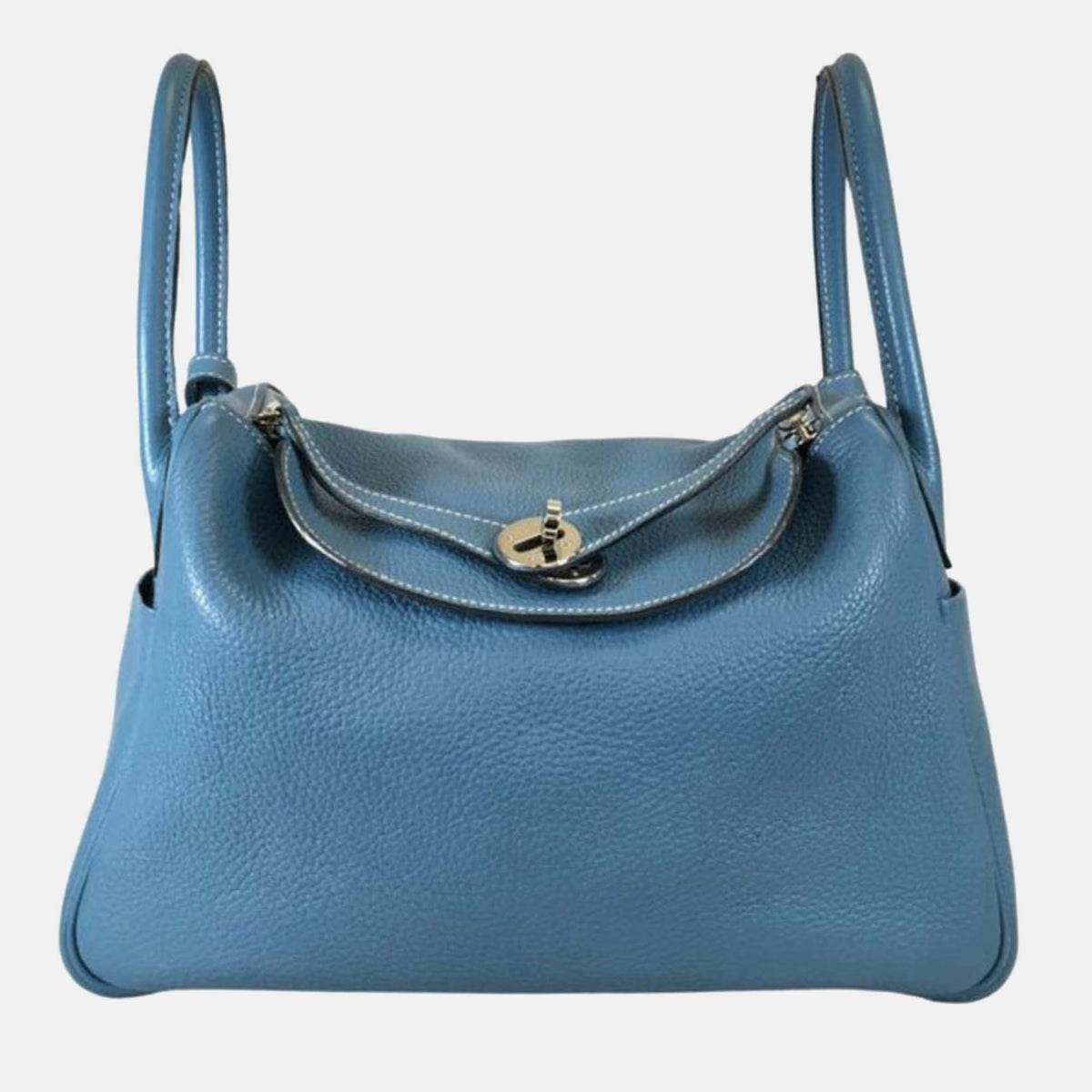 Hermès Blue Jean Clemence Leather Lindy 30 Shoulder Bag