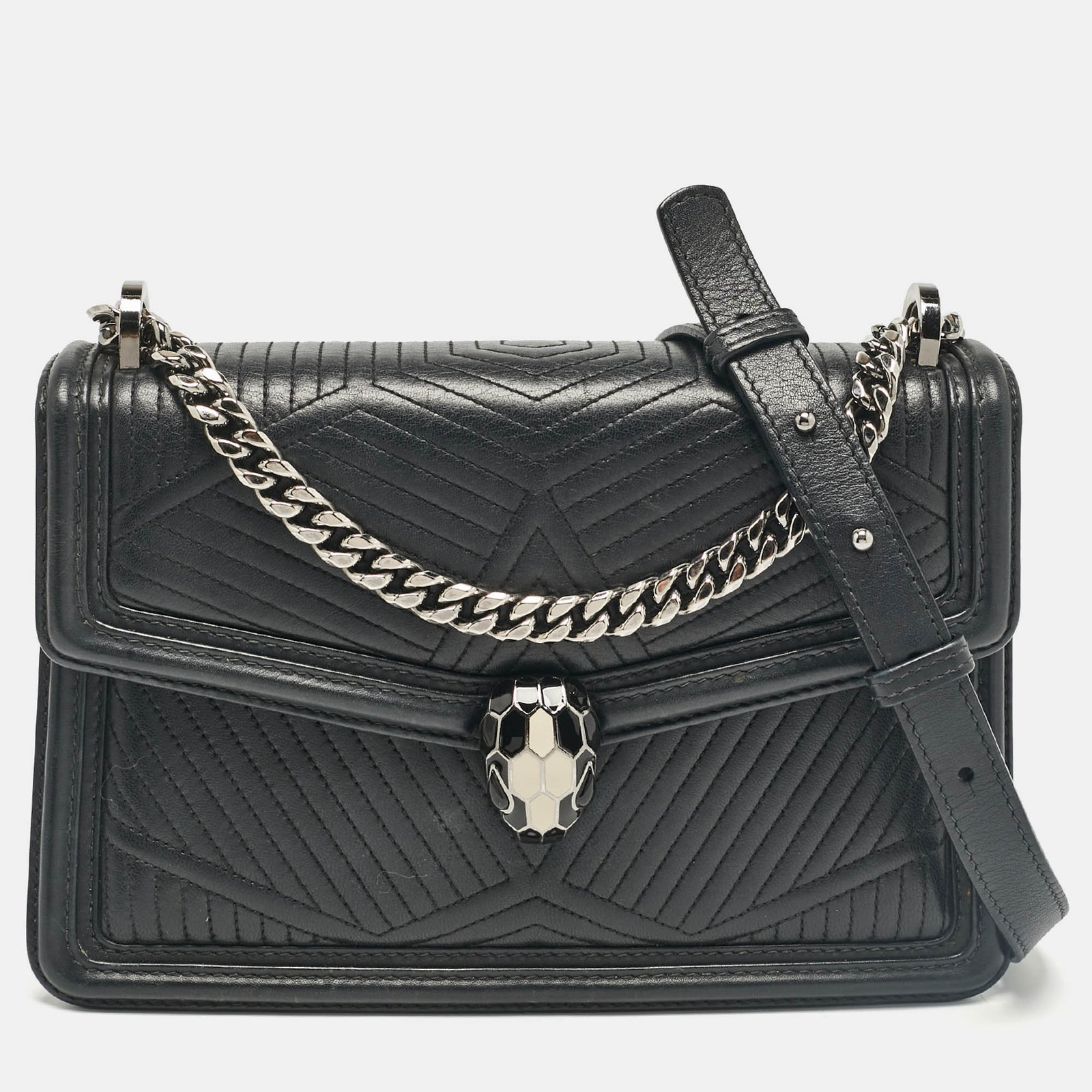 Bvlgari Black Diamond Blast Leather Serpenti Forever Shoulder Bag