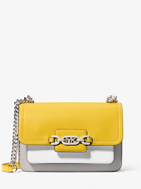 Michael Kors MK Heather Large Color-Block Leather Shoulder Bag - Yellow - Michael Kors