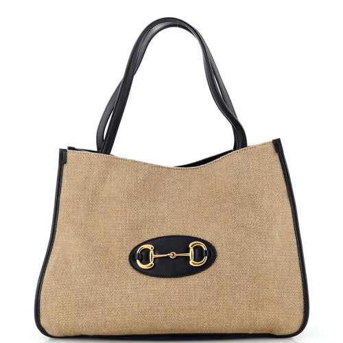 GUCCI Horsebit 1955 Tote Canvas and Leather Medium