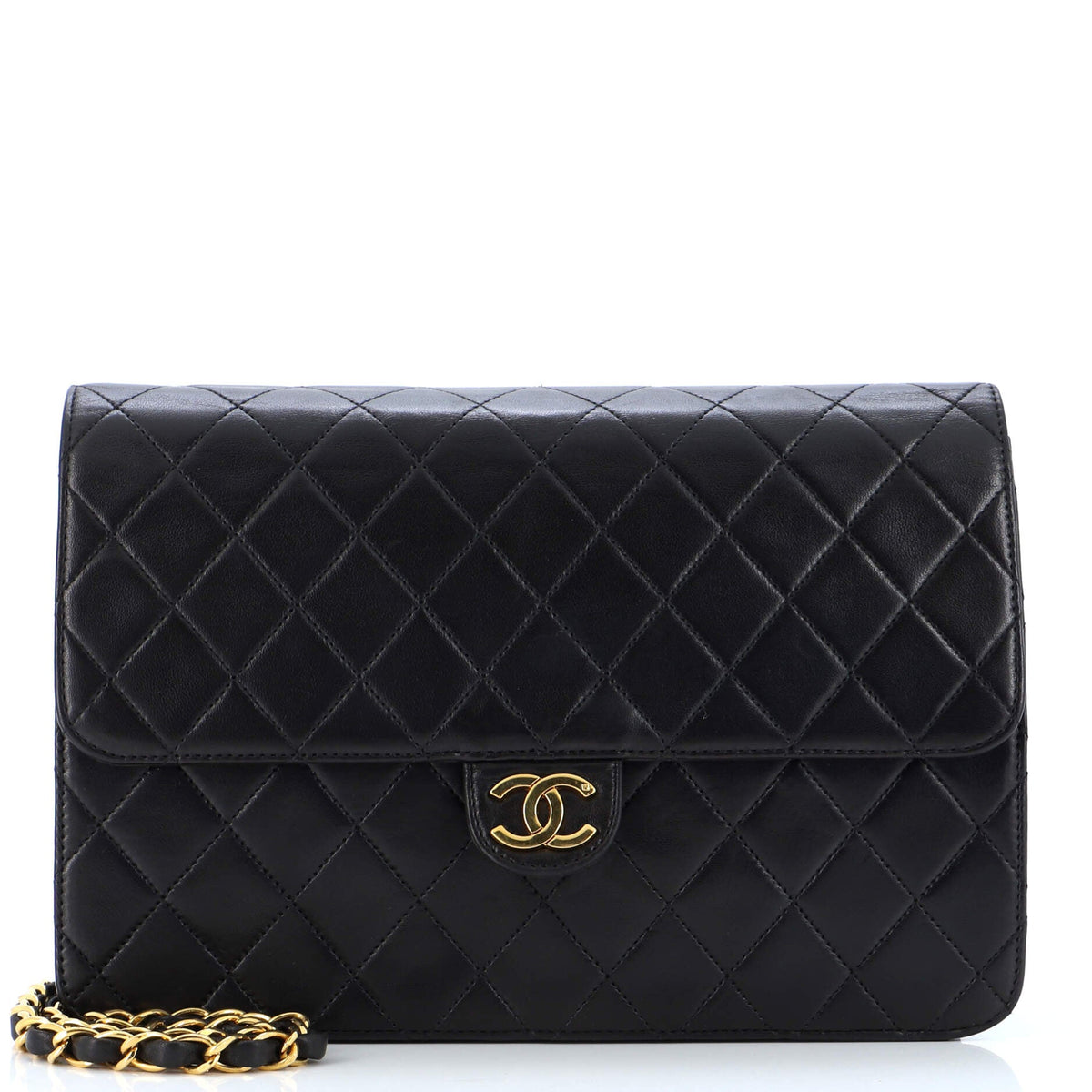 Chanel CHANEL Vintage Clutch with Chain Quilted Leather Medium