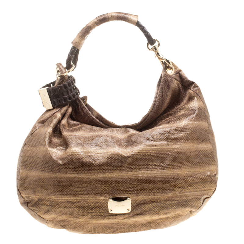 Jimmy Choo Beige Python Large Sky Bangle Hobo