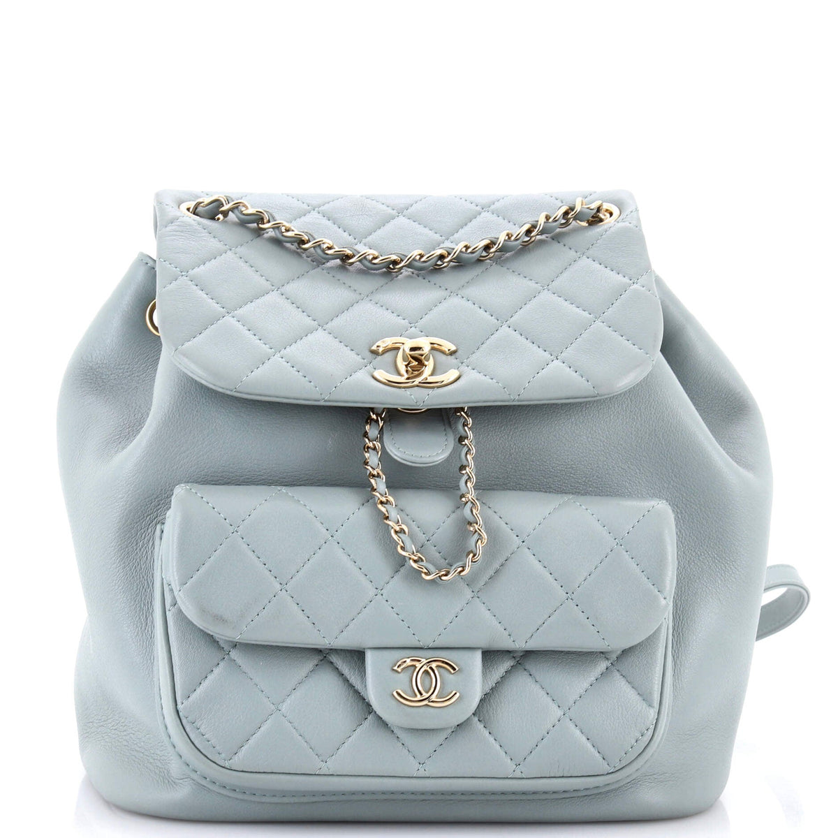 Chanel CHANEL Duma Drawstring Backpack Quilted Leather Large