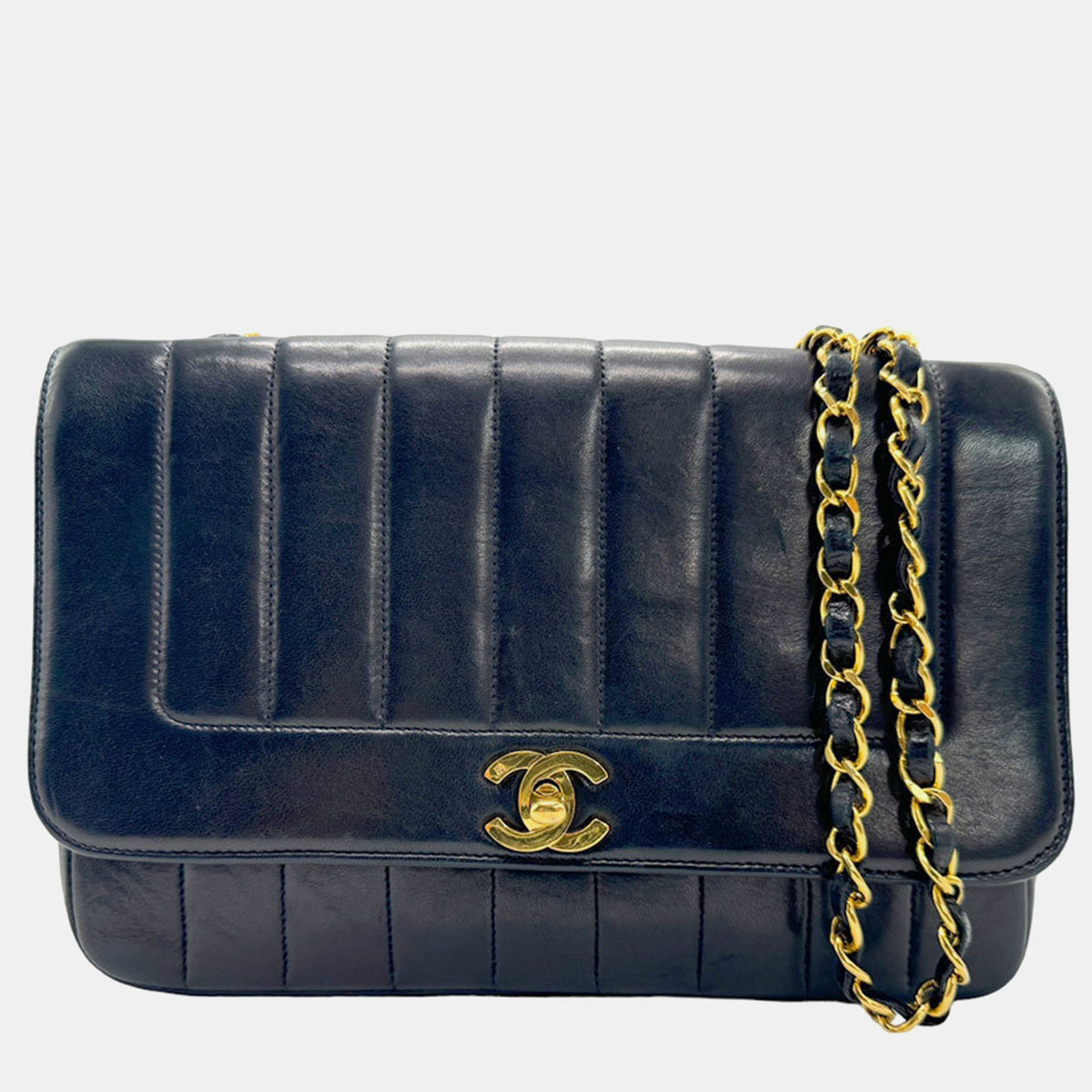 Chanel Black Leather Quilted Mademoiselle Shoulder Bag