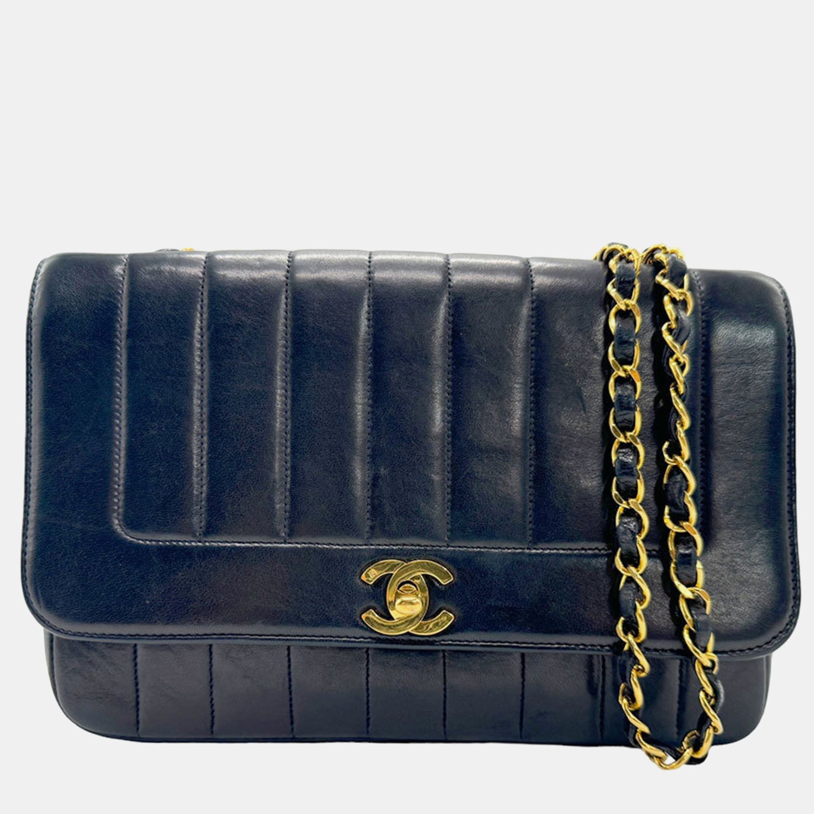 Chanel Sac à bandoulière Mademoiselle en cuir noir matelassé