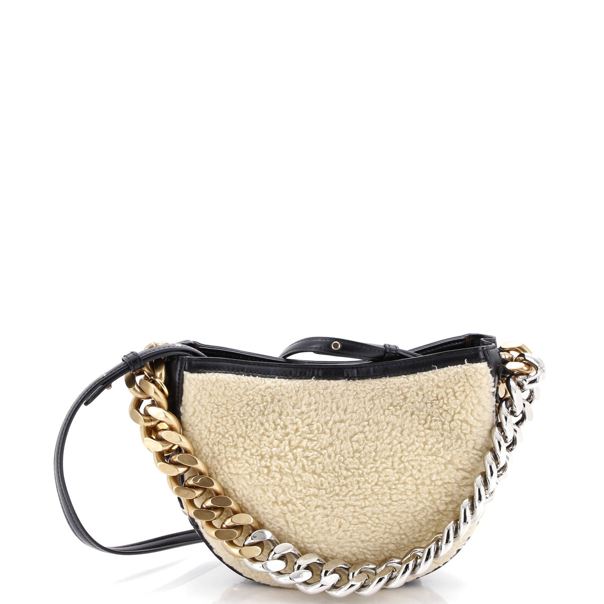 Stella McCartney Frayme Shoulder Bag Faux Shearling and Faux Leather Small
