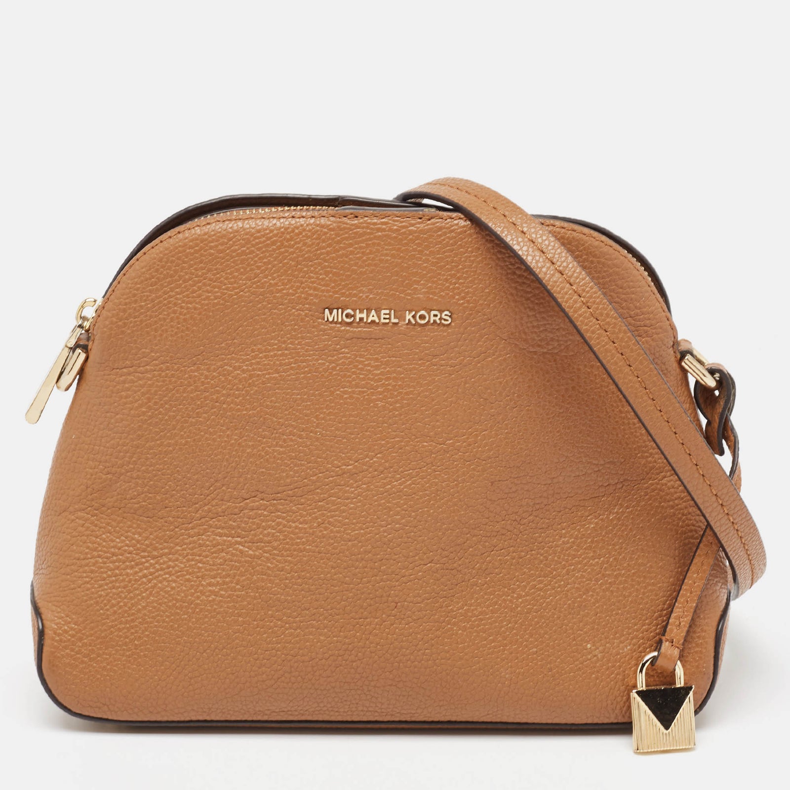 Michael Kors Brown Leather Cindy Dome Crossbody Bag