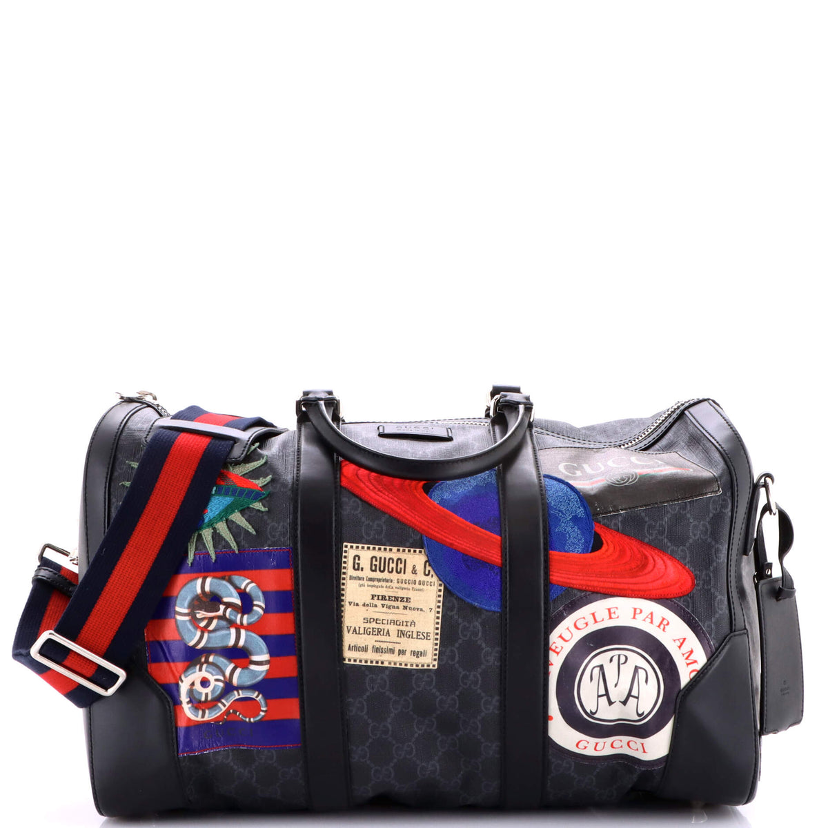 Gucci GUCCI Night Courrier Carry On Convertible Duffle GG Coated Canvas with Applique Small