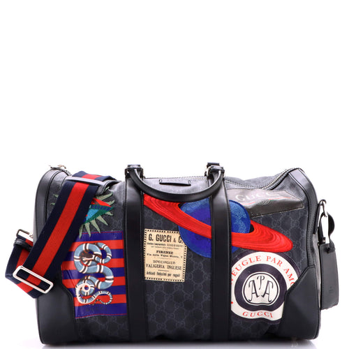 GUCCI Night Courrier Carry On Convertible Duffle GG Coated Canvas with Applique Small