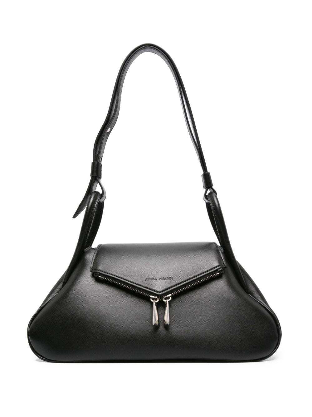 Amina Muaddi Women's Gemini Leather Bag in Black | Size UNI | GEMININAPPABLACK&SILVER