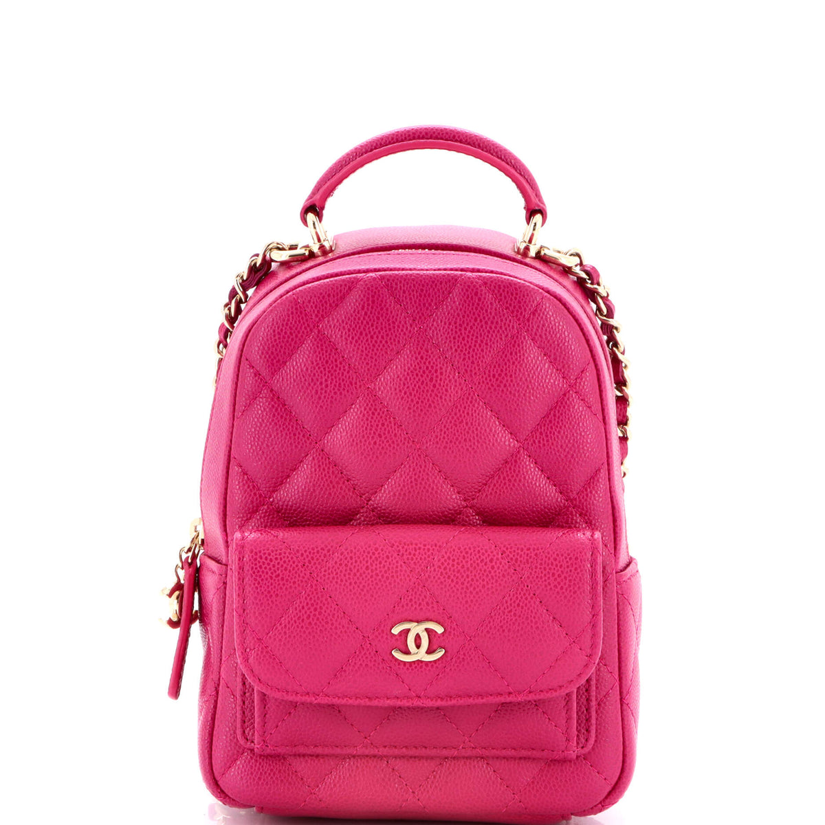 Chanel CHANEL Classic CC Chain Pocket Backpack Quilted Caviar Mini
