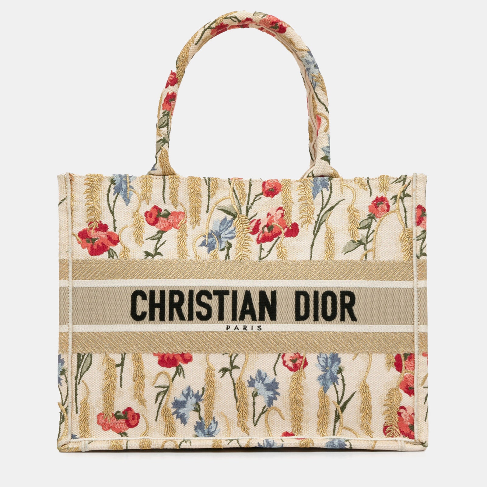 Dior Sac fourre-tout brodé hibiscus de taille moyenne