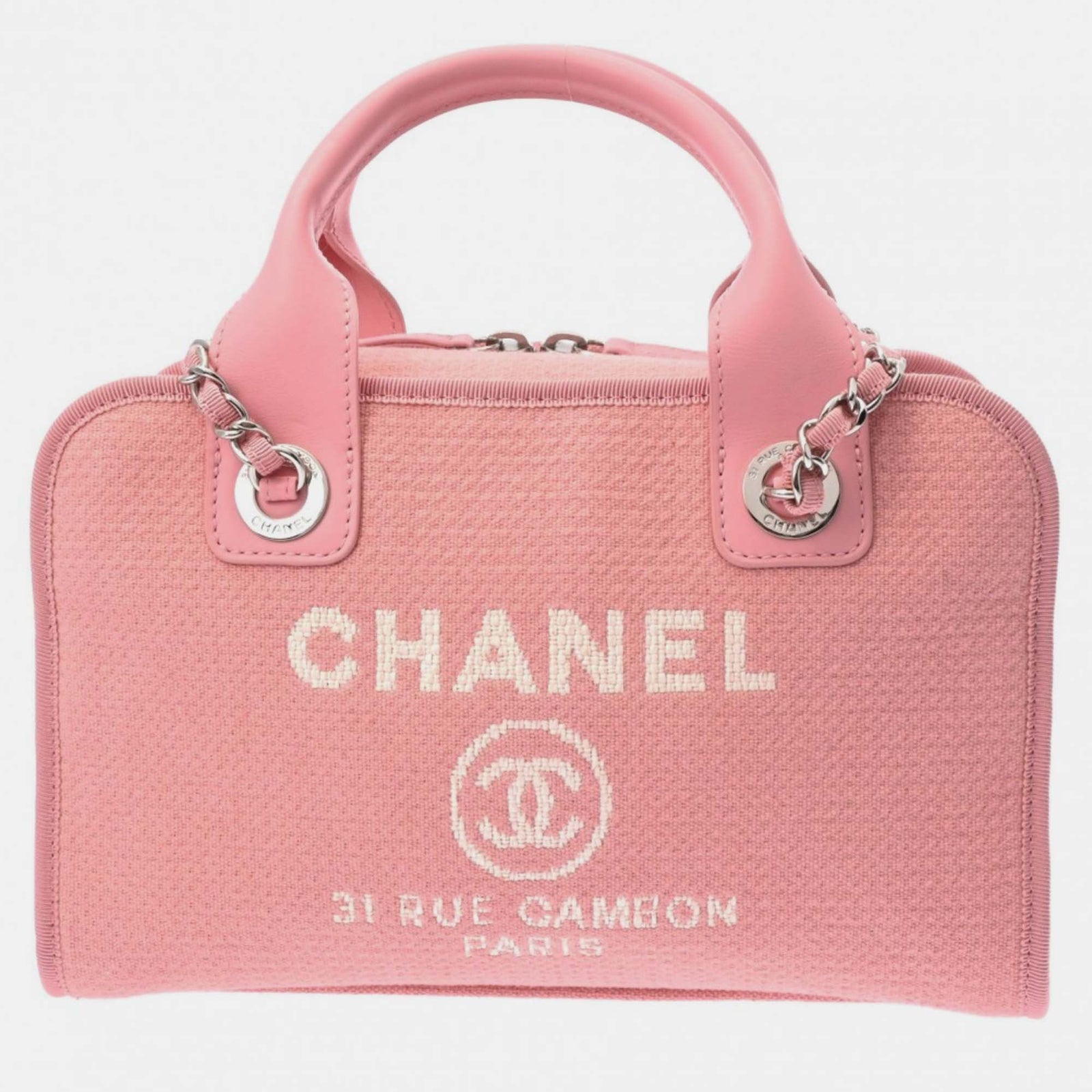 Chanel Deauville Bowlingtasche aus rosa Canvas