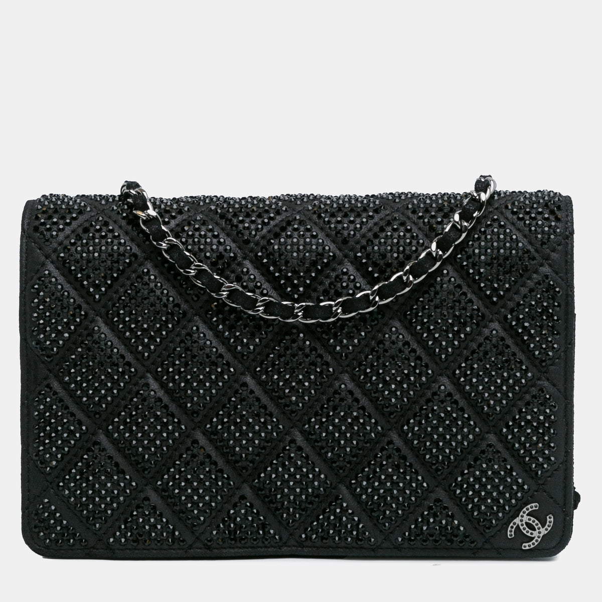 Chanel Quilted Lambskin Crystal Wallet On Chain