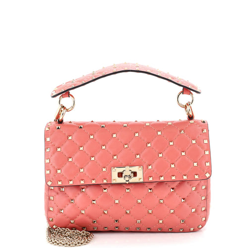 VALENTINO GARAVANI Rockstud Spike Flap Bag Quilted Leather Medium