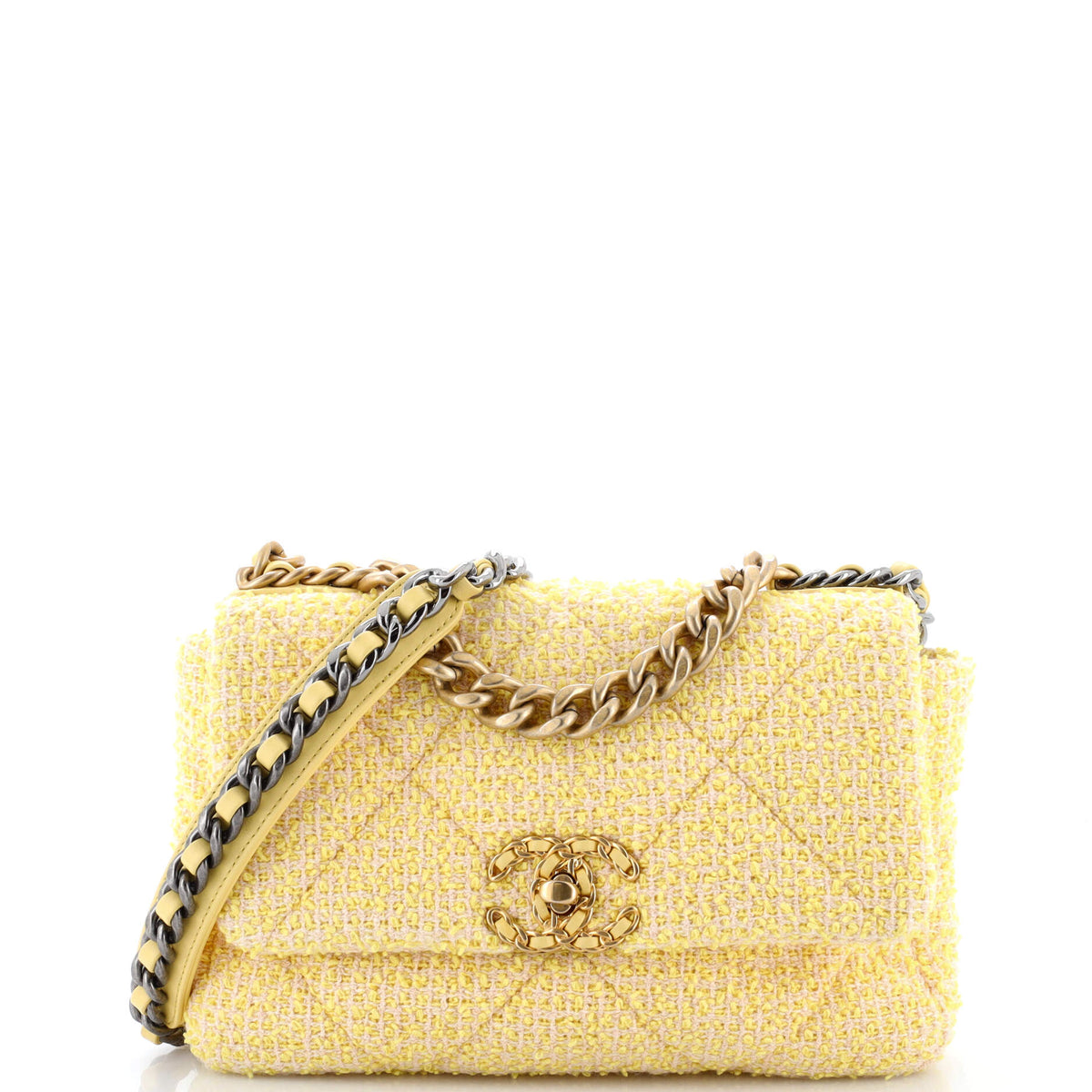 Chanel CHANEL 19 Flap Bag Quilted Tweed Medium