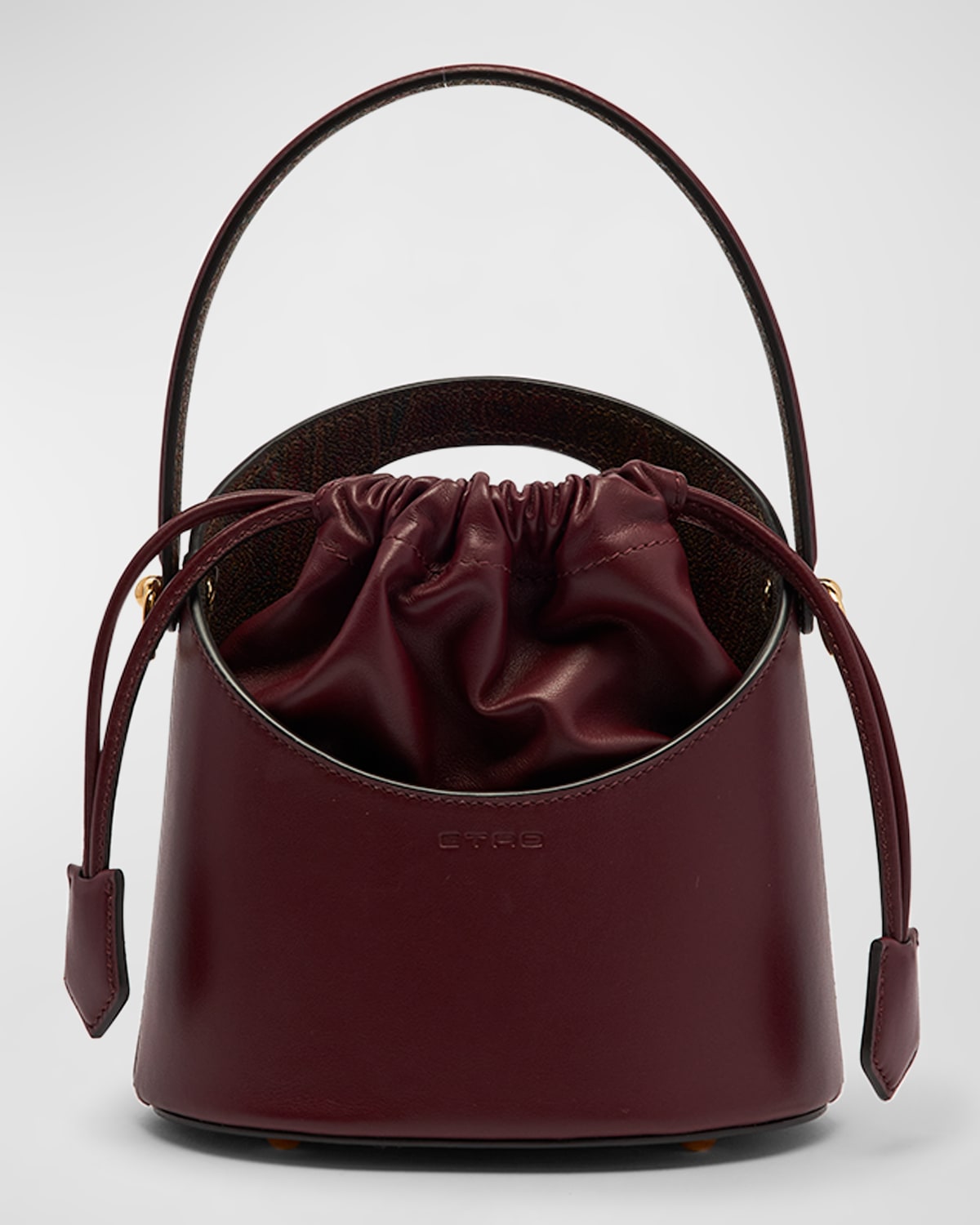 Etro Saturno Drawstring Leather Bucket Bag