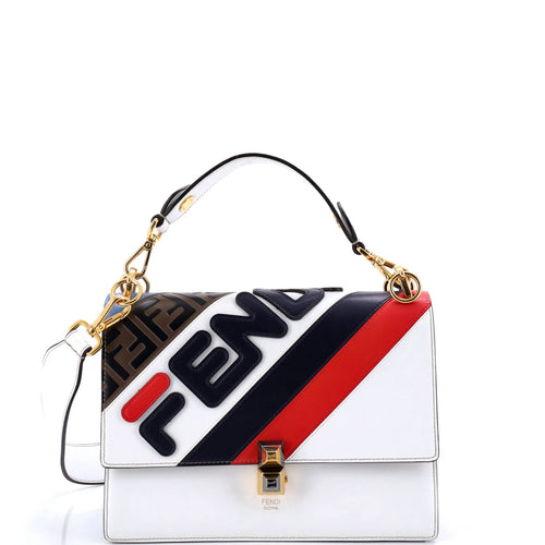 FENDI Mania Logo Kan I Bag Inlaid Leather Medium