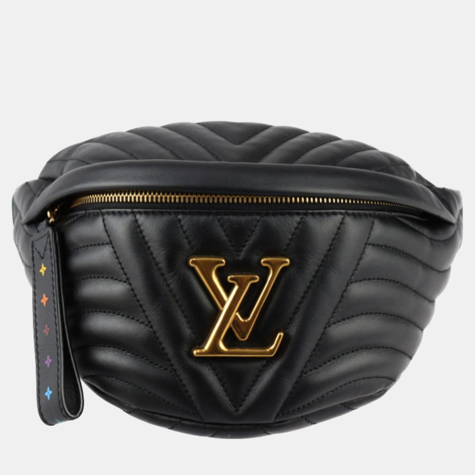 Louis Vuitton Schwarze Gürteltasche „New Wave“ aus gestepptem Leder