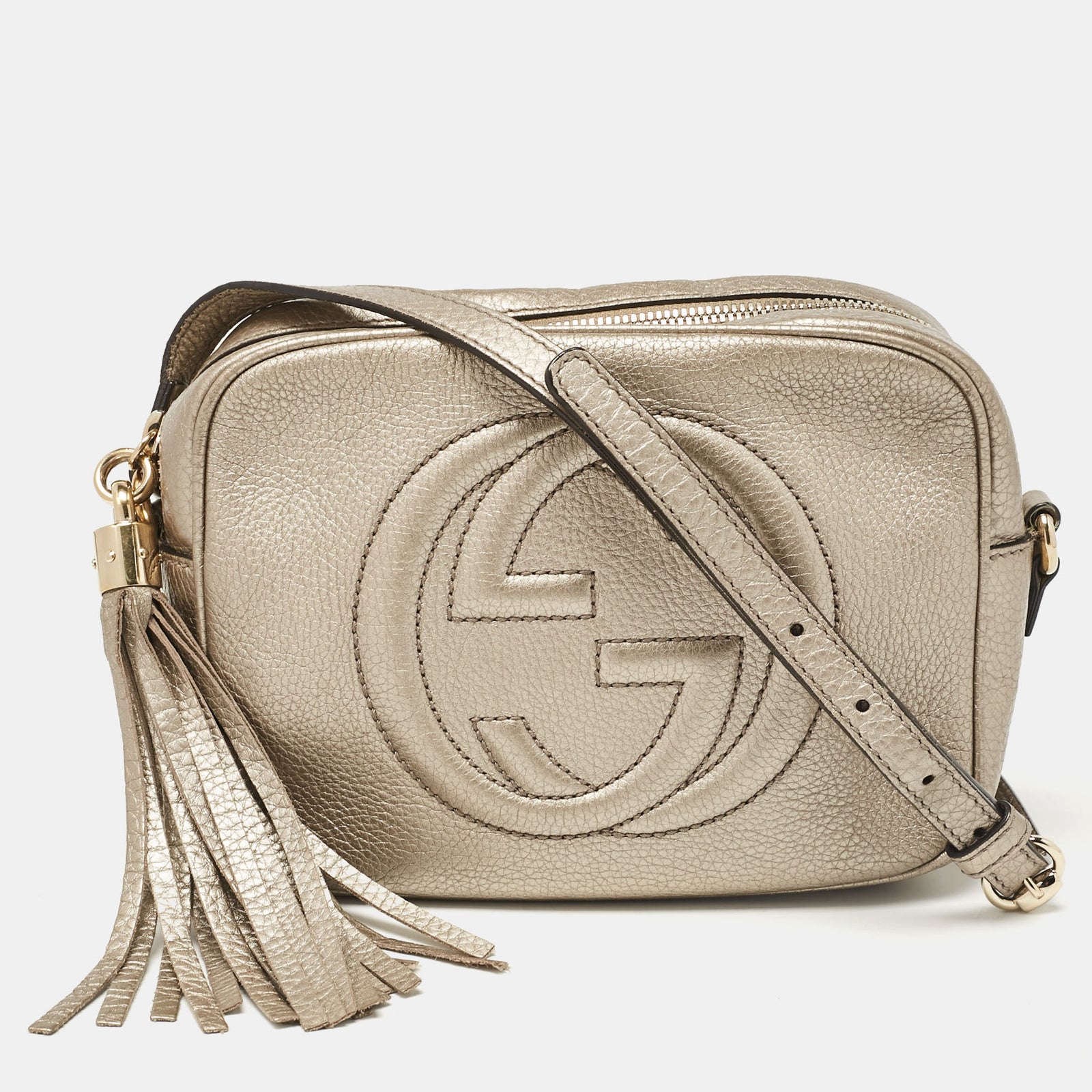 Gucci Petit sac bandoulière Soho Disco en cuir beige