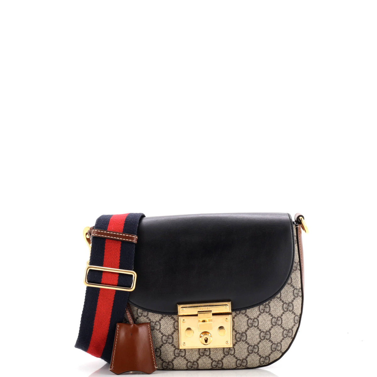 Gucci GUCCI Padlock Saddle Shoulder Bag GG Coated Canvas and Leather Medium