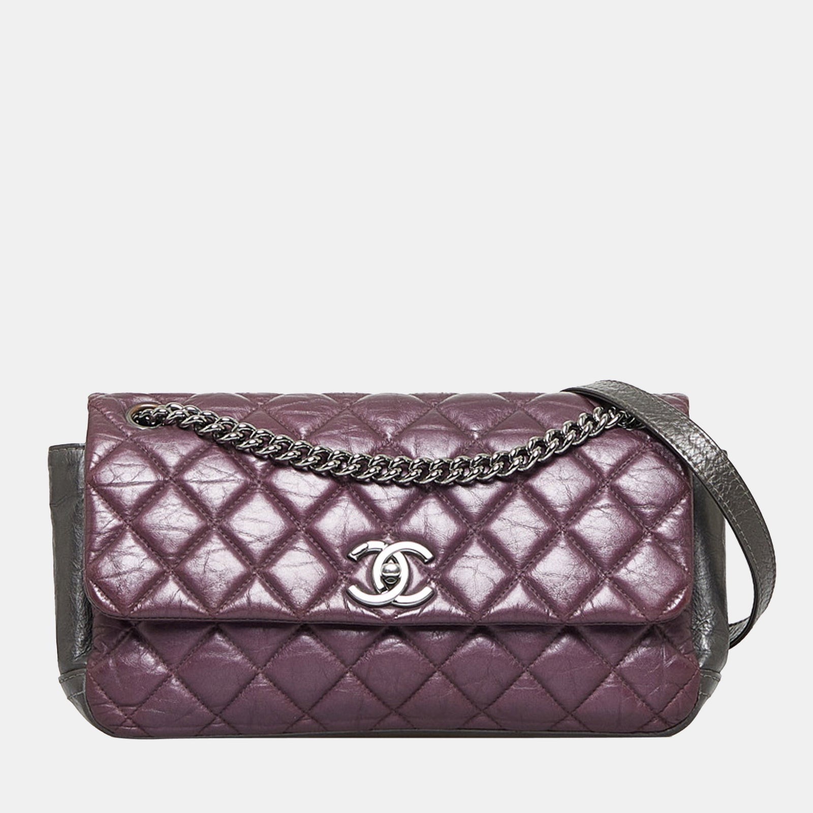 Chanel Purple Glazed Matelasse Portobello Flap Bag