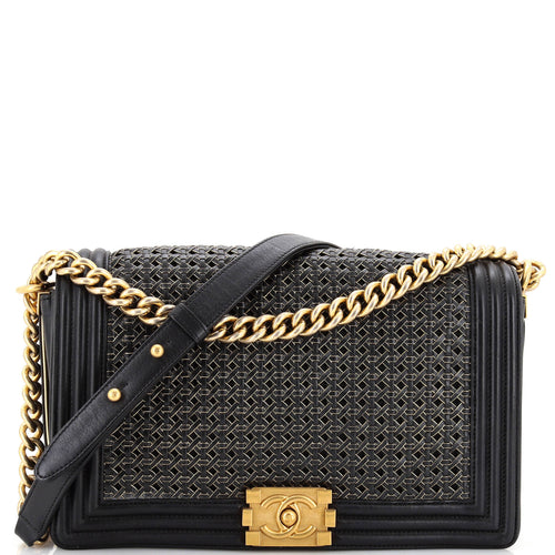 CHANEL Boy Flap Bag Braided Sheepskin New Medium