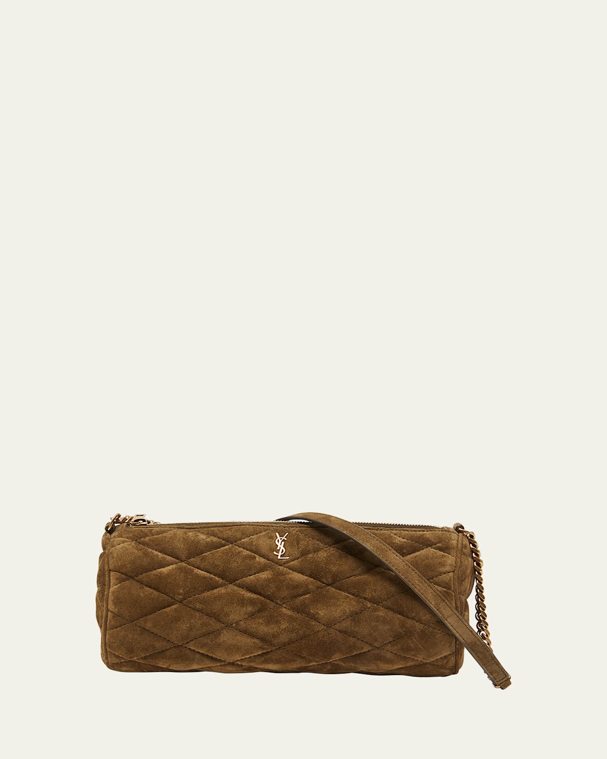Saint Laurent Sade Small YSL Tube Shoulder Bag in Quilted Suede