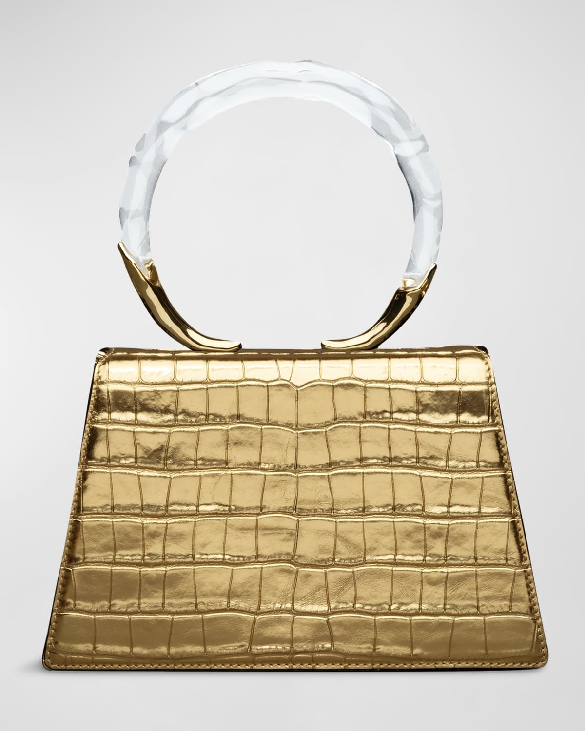 Boss Lucite Quad Croc-Embossed Top-Handle Bag