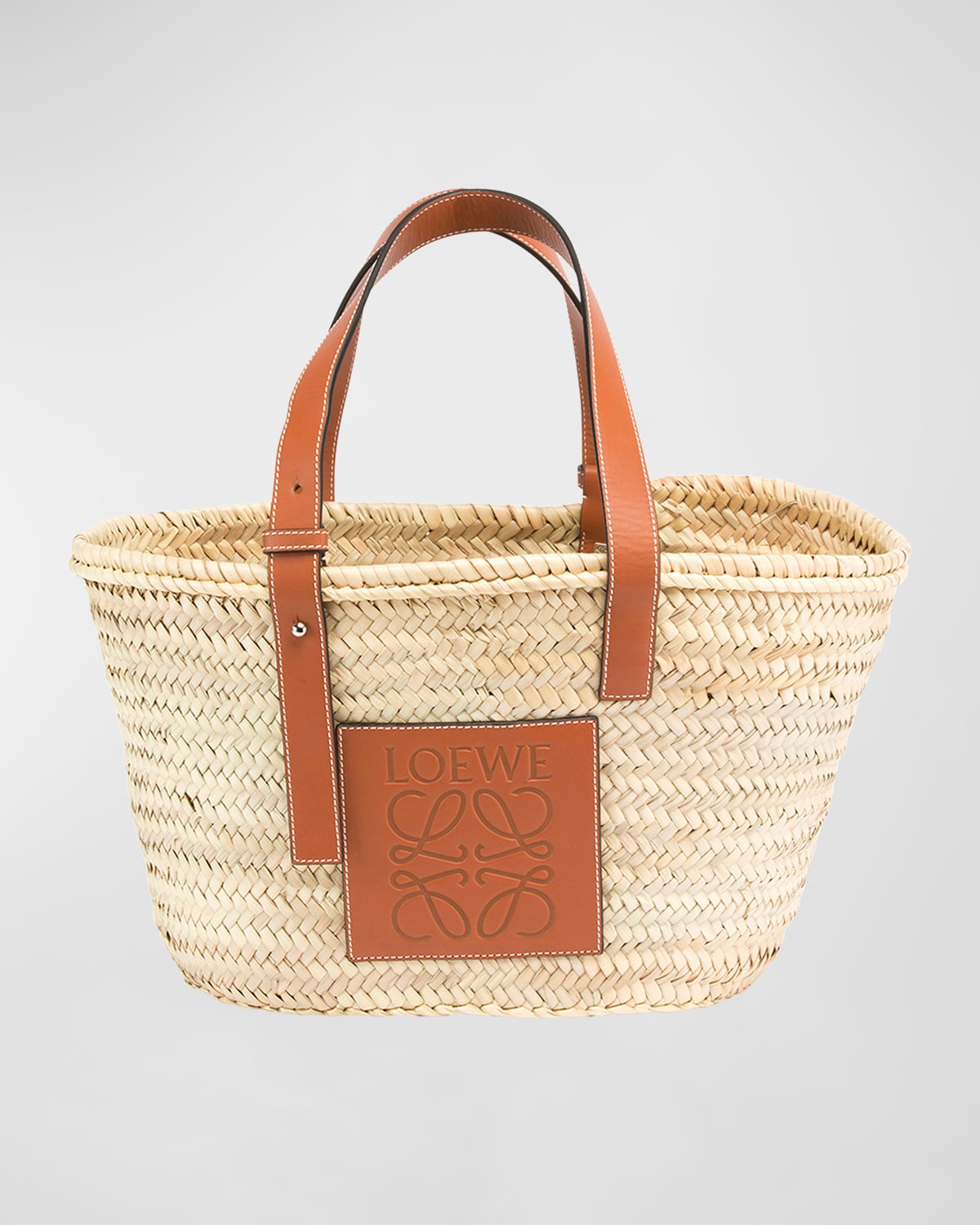 Loewe Basket Small Bag in Palm Leaf with Leather Handles