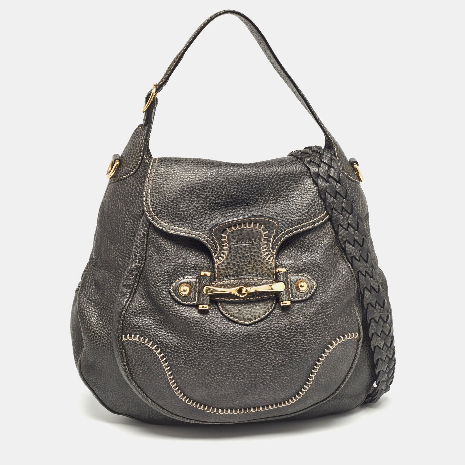 Gucci Grand sac hobo Pelham en cuir gris