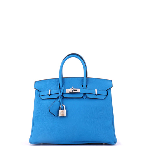 Birkin Handbag Bleu Zanzibar Togo with Palladium Hardware 25