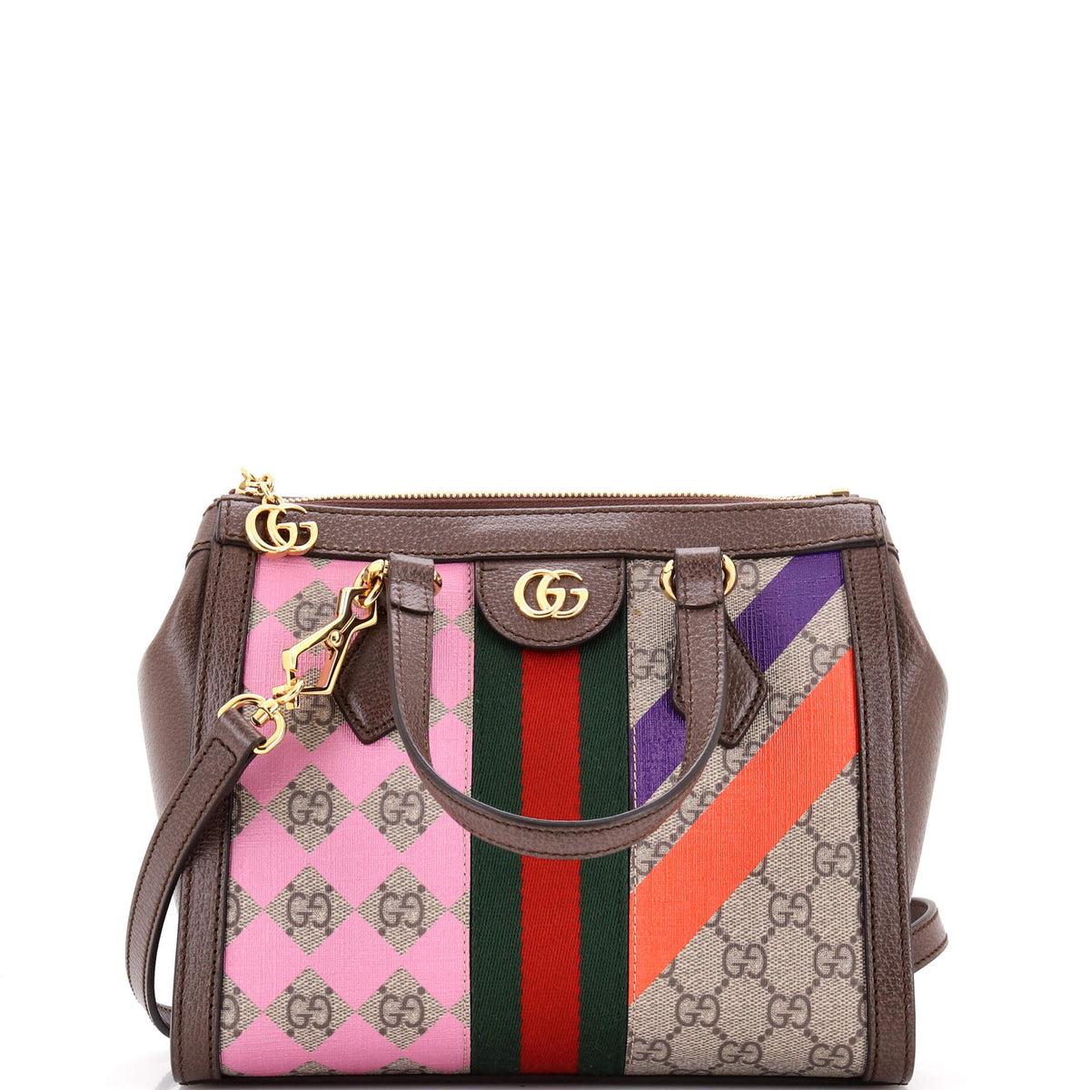 Gucci GUCCI Ophidia Top Handle Tote Geometric GG Coated Canvas Small